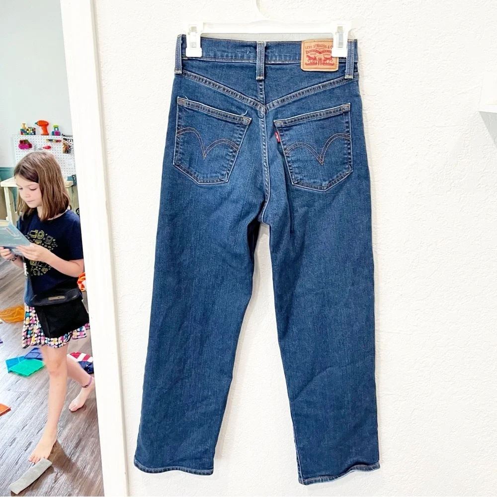 Levi's Jeans Women's 25 Ribcage Straight Ankle Dark Wash Button Fly - Picture 3 of 10